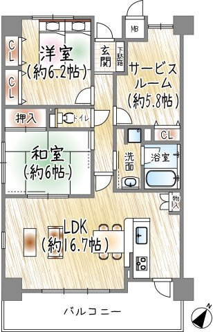 ネバーランド西宮鳴尾ソレイユの間取り