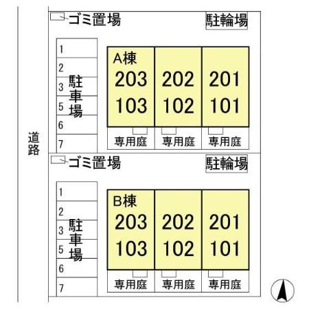 サンハイムふじ　Ａ棟の区画図
