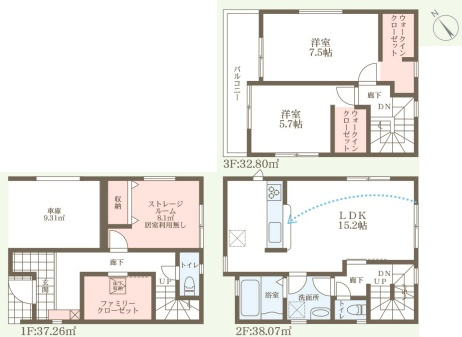 西宮市生瀬東町　第5期　新築一戸建ての間取り