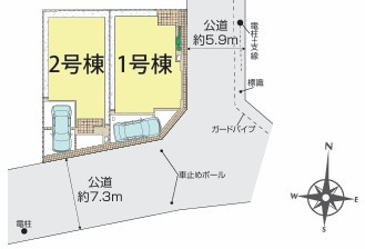 練馬区上石神井4丁目　新築一戸建　西武新宿線　武蔵関の区画図