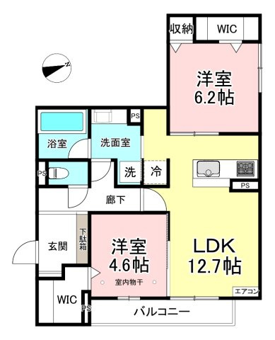 【間取り】 | 【新築】フォレ　アベニール | カップルさんやファミリーさんにもオススメの2LDKタイプ！全室洋室でお掃除もラクラク♪なんと言っても角部屋・最上階なのが嬉しい♪