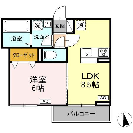 フェリーチェ新川崎の間取り|オートロック　モニター付きインターフォン　追炊機能　ウォークインクローゼット　