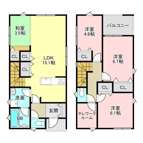 玉里団地1丁目　新築戸建ての間取り