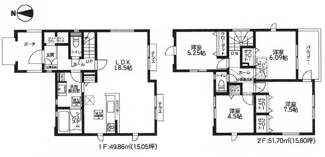 【間取り】 | 厚木市林4丁目  1号棟 2期 | 4LDK+屋根裏収納　網戸標準仕様　シャッター6箇所付　玄関ドアFamiLock　室内物干し　食洗器・浄水器　浴室乾燥機+窓・浴室TV　屋根洋瓦葺き　全居室収納　パントリー　SIC　LDK18.5帖