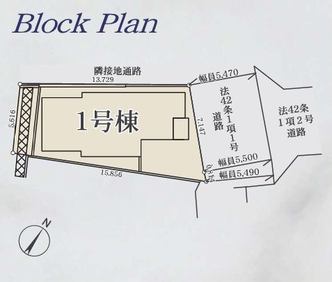 旭区二俣川2丁目新築戸建て　1期1号棟の区画図|区画図「旭区二俣川2丁目新築戸建て」