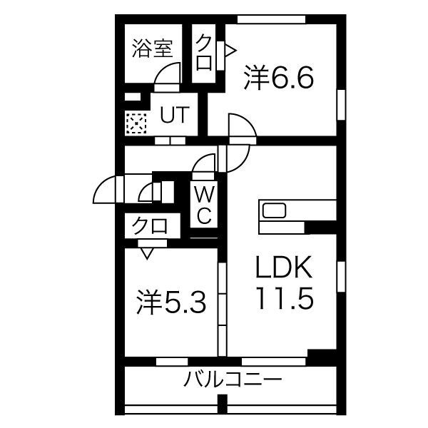 京都市伏見区松屋町のアパートの間取り