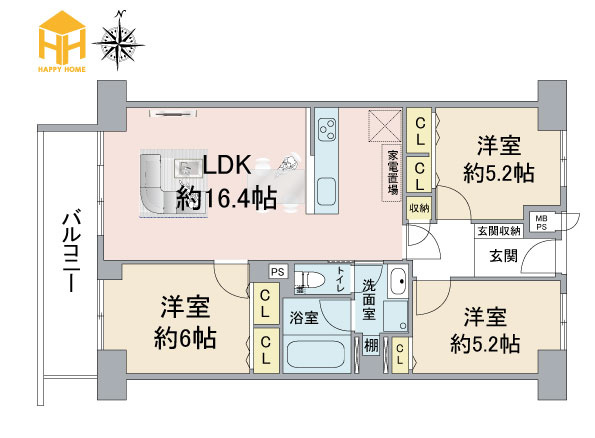ファミールハイツ北大阪2号棟の間取り|※現況と図面が異なる場合現況を優先いたします。