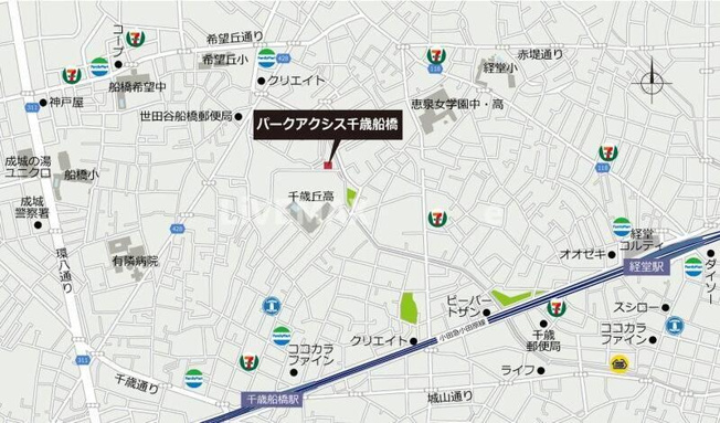 【地図】パークアクシス千歳船橋