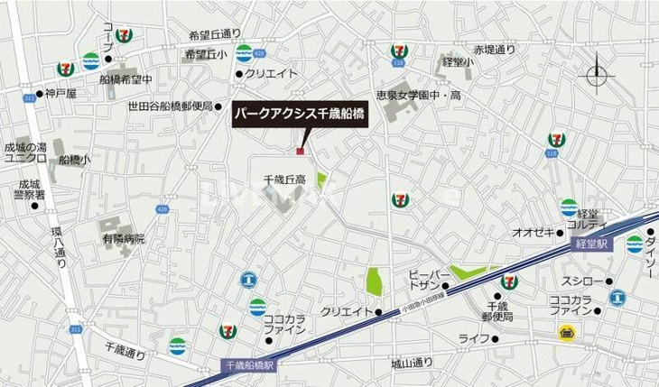 【地図】パークアクシス千歳船橋 