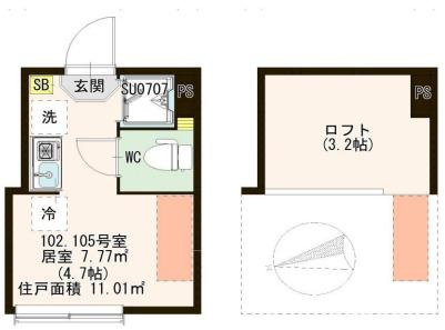 江戸川区松島４丁目のアパートの間取り