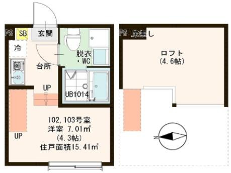 江戸川区北小岩５丁目のアパートの間取り