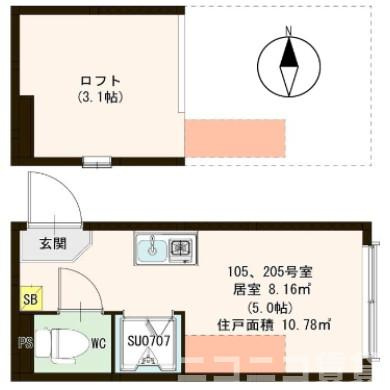 葛飾区新小岩３丁目のアパートの間取り