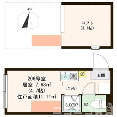 江戸川区東小岩５丁目のアパートの間取り