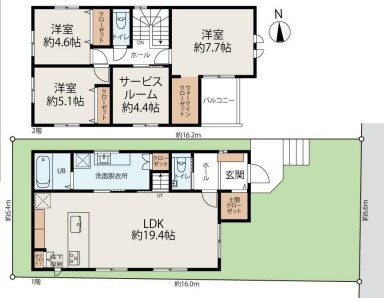 小学校目の前　桃山台3丁目　2区画　2号棟の間取り