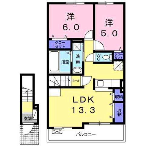 板野郡北島町鯛浜字かやのアパートの間取り