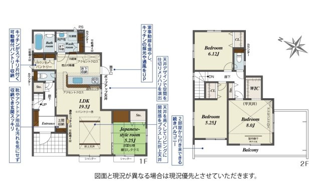 新築　桐生市東1丁目　3号棟の間取り|4LDK　建物約32坪　パントリーに土間収納、ウォークインクローゼットと収納豊富♪
