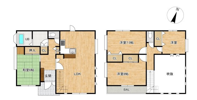 山口市緑ヶ丘　戸建ての間取り|4LDK住宅です。