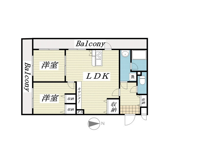 明石市西新町２丁目の賃貸マンションの間取り