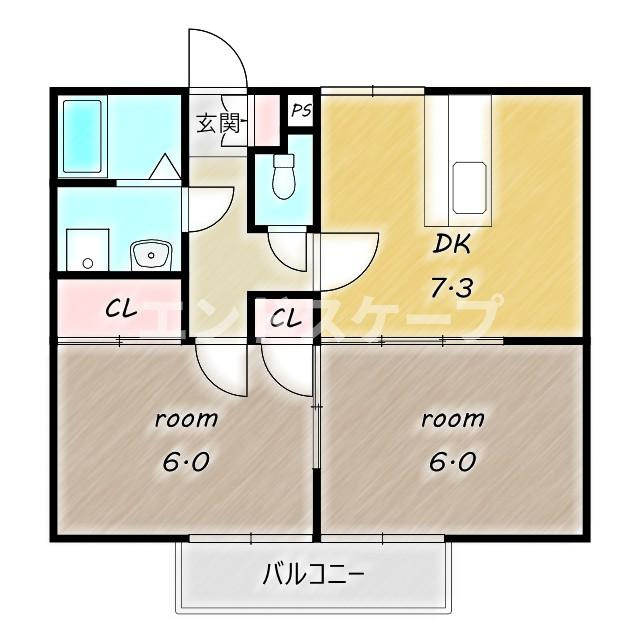 ヴィラ・オトンヌAの間取り|高崎、前橋のお部屋探しはエンドスケープまで！お客様の理想お聞かせ下さい♪