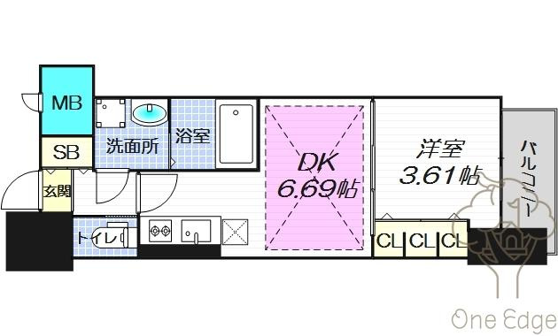 扇町公園プライマリーワンの間取り