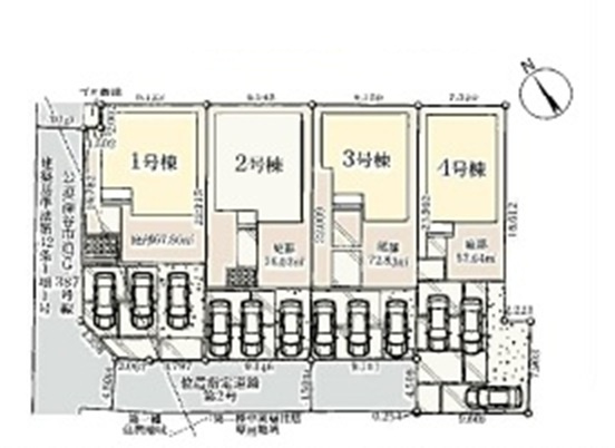 【仲介手数料無料】新築戸建　深谷市上野台3391-1（全4棟）の区画図