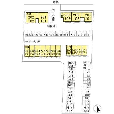 フローラハイツ　Ｃの区画図|当社、チルホームのHPもご覧ください(^^)/物件情報多数♪