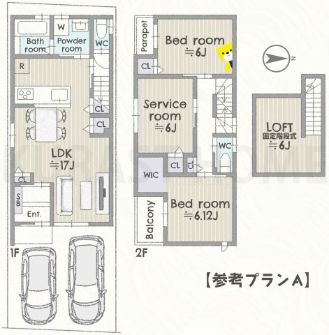 京都市西京区上桂前田町　建築条件付き土地の参考プラン