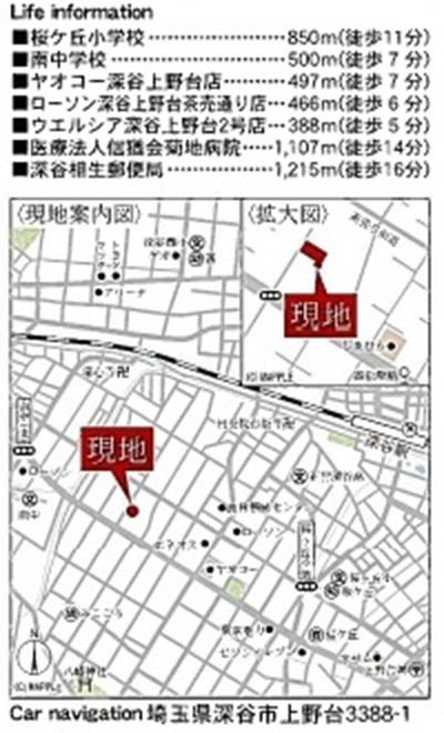 【仲介手数料無料】新築戸建　深谷市上野台3391-1（全4棟）の地図