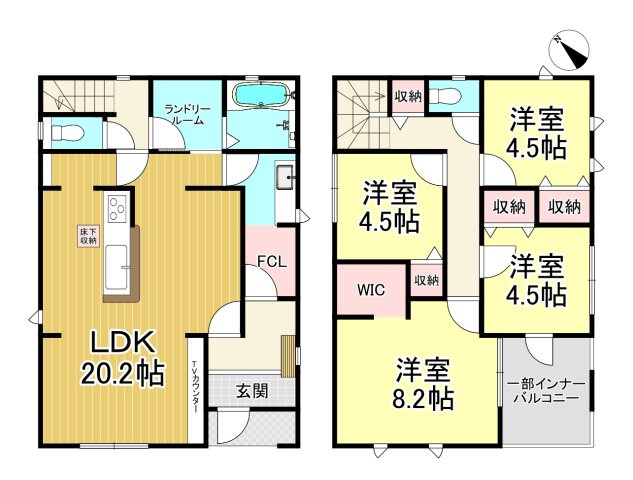 半田市栄町4丁目　全5棟　5号棟の間取り|4LDK+WIC+ランドリールーム+ファミリークローゼット♪
