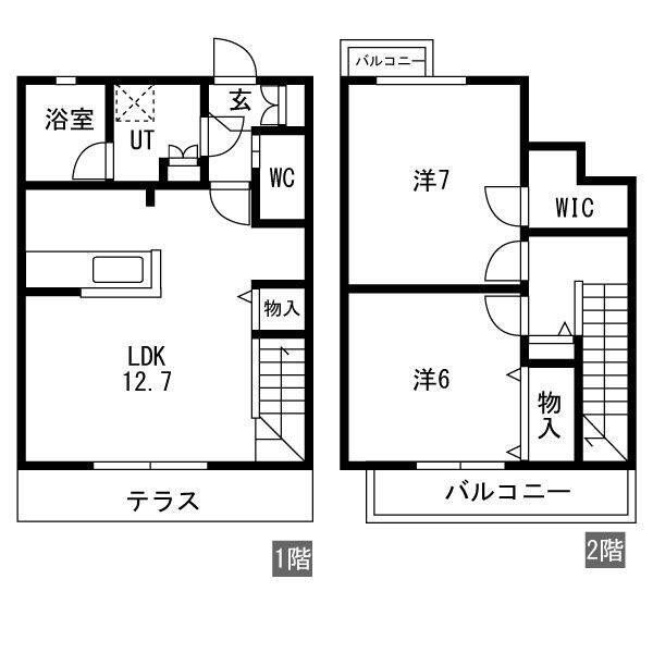 横浜市港北区篠原東３丁目のテラスの間取り|2LDK