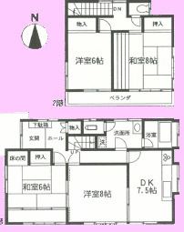 北島貸家の間取り