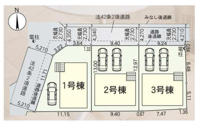 【区画図】 | 東大阪市玉串町西3丁目　【1号棟/全3棟】 | 【全3棟】本物件1号棟、ラスト1邸となっております！安心の建物性能表示取得物件☆5分野7項目で一番良い等級を取得☆（耐震等級・耐風等級・一次エネルギー消費量等級…等）制振装置も装備☆
