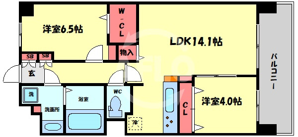 ポラリス松ヶ枝　堀川小学校区の間取り|ポラリス松ヶ枝　開放感のある間取り