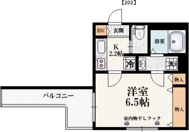 エスペランサ豪徳寺の間取り|充実設備の1Ｋタイプ