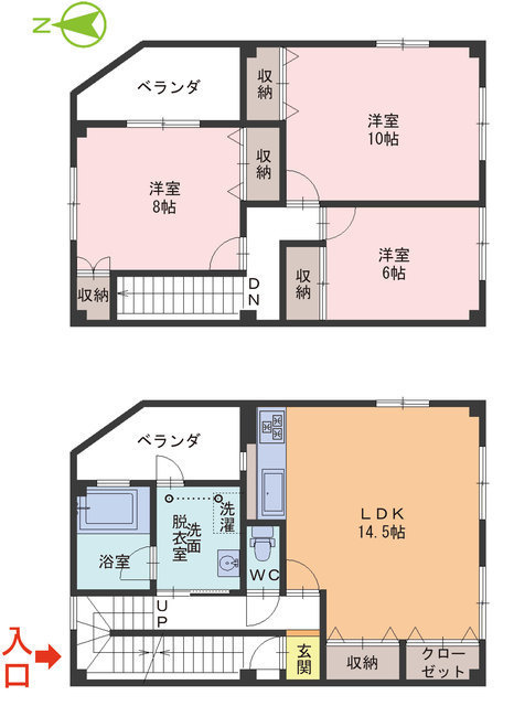 大願寺2丁目1-23　貸家の間取り