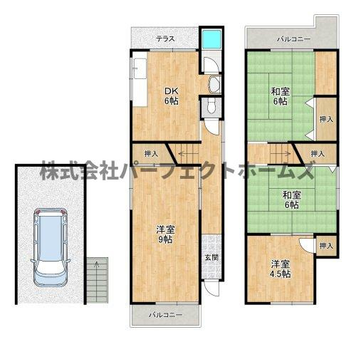 点野1丁目戸建　賃貸の間取り|間取りです