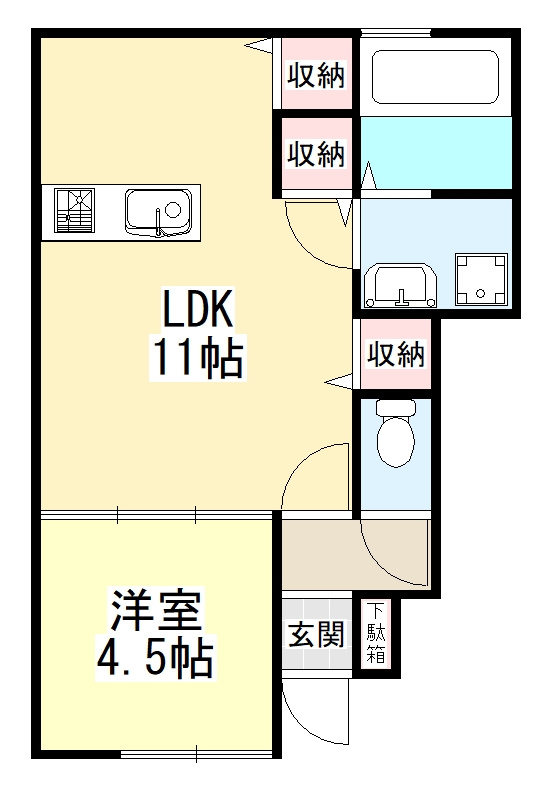 プチメゾン有井の間取り|反転タイプ
