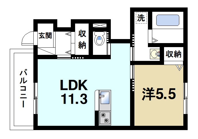 RISE東生駒の間取り|ゆったりとした広さがある快適な間取りでです