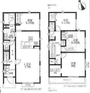 茅ヶ崎市甘沼　新築戸建　全４棟の間取り|南向き　４LDK
