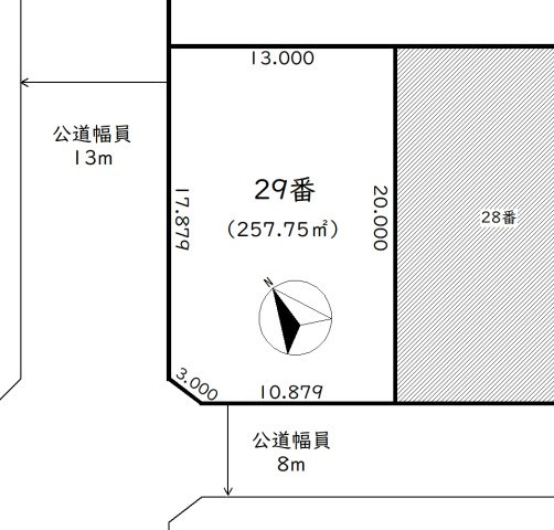 【物置（倉庫）付き売土地】トリトウシ東4丁目の区画図