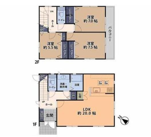 鶴ヶ島市中新田　中古売戸建の間取り
