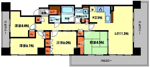 エル・セレーノ上本町レジデンス　桃陽小学校区の間取り|エルセレーノ上本町レジデンス　間取り