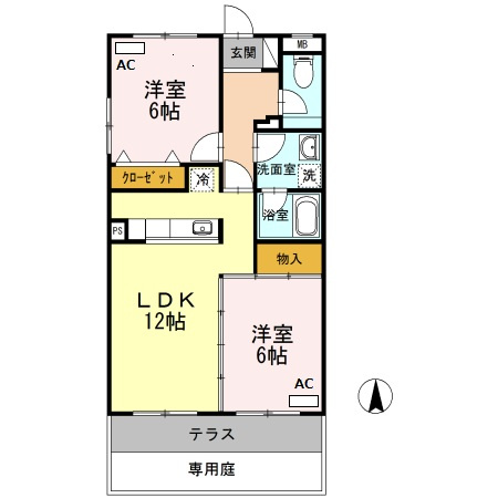 春日井市気噴町１丁目の賃貸マンションの間取り