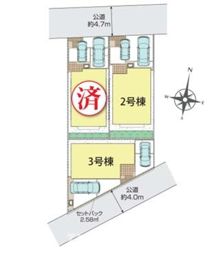 茅ヶ崎市東海岸南6丁目　新築戸建　全３棟の区画図|対象3号棟