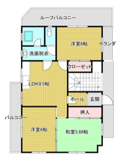 神戸市東灘区魚崎北町２丁目の賃貸マンションの間取り