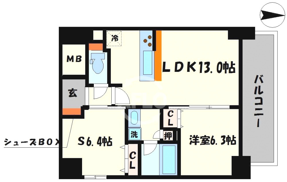 ラルジュルーセントオーデン難波　塩草立葉小学校区の間取り|ラルジュルーセントオーデン難波　間取り