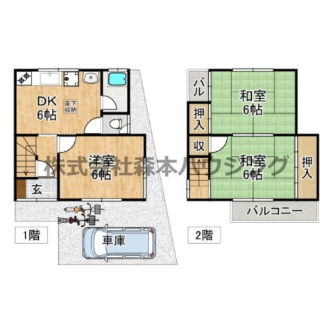 【間取り】 | 　寝屋川市石津元町10戸建貸家