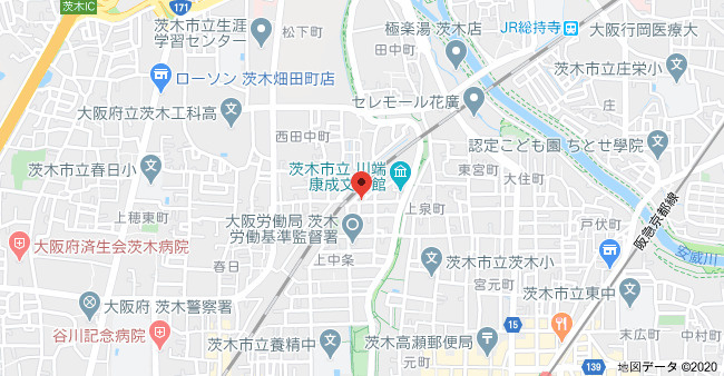茨木市上中条２丁目のアパートの地図