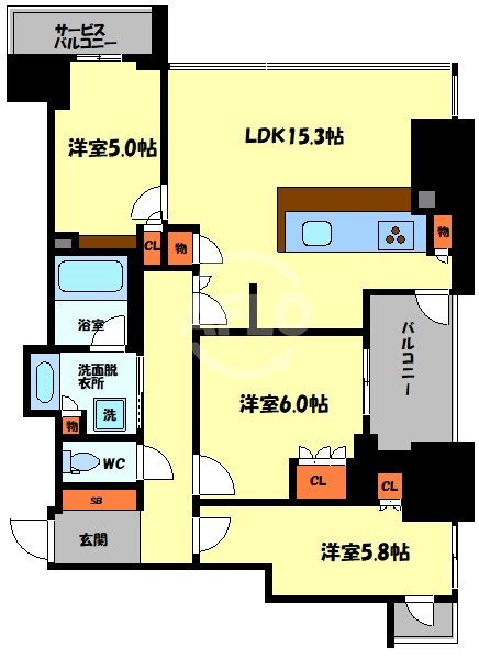 ローレルタワー御堂筋本町の間取り|ローレルタワー御堂筋本町　間取り