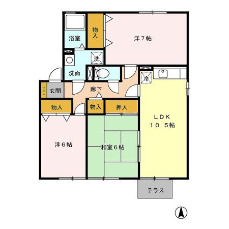 デルフィーノ B棟の間取り|使い勝手の良い間取りです♪